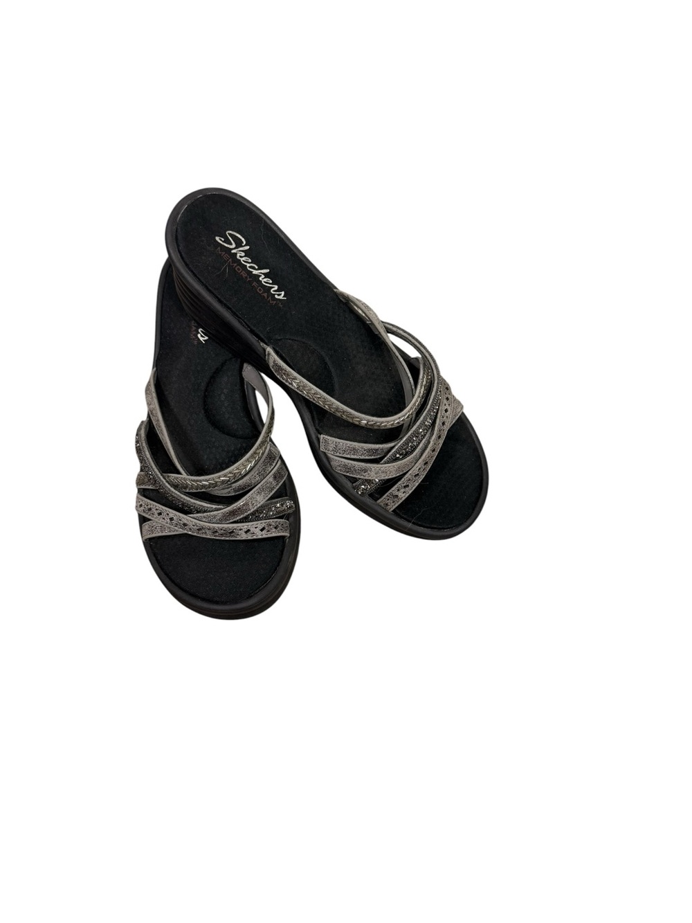 Skechers Sandals with Metallic Silver Straps size 9